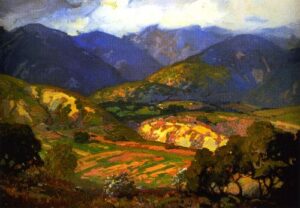 Clouds Drifting over the Mountains by Franz Bischoff, hand-painted oil painting reproduction
