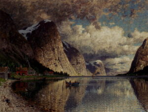 Cloudy Day on a Fjord by Adelsteen Normann, hand-painted oil painting reproduction