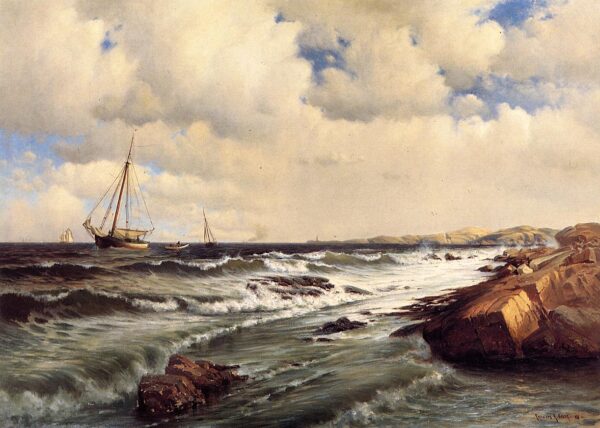 Autumn Afternoon on the New England Coast by Francis Silva, hand-painted oil painting reproduction