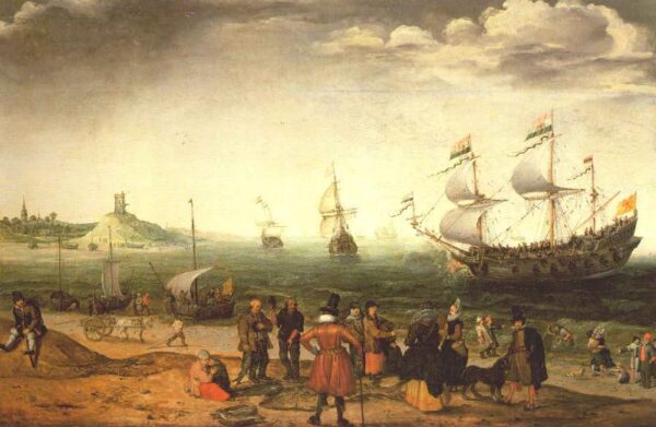 Coastal Landscape with Ships by Adam Willaerts, hand-painted oil painting reproduction