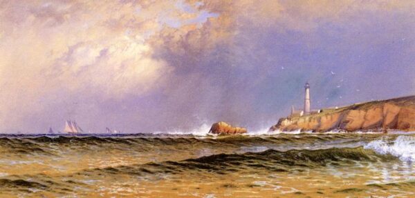 Coastal Scene with Lighthouse by Alfred Thompson Bricher, hand-painted oil painting reproduction