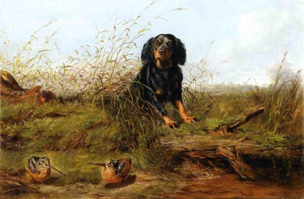 Cocker Spaniel and Woodcock by Arthur Fitzwilliam Tait, hand-painted oil painting reproduction