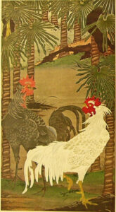 Cocks under Palms by Itō Jakuchū, hand-painted oil painting reproduction