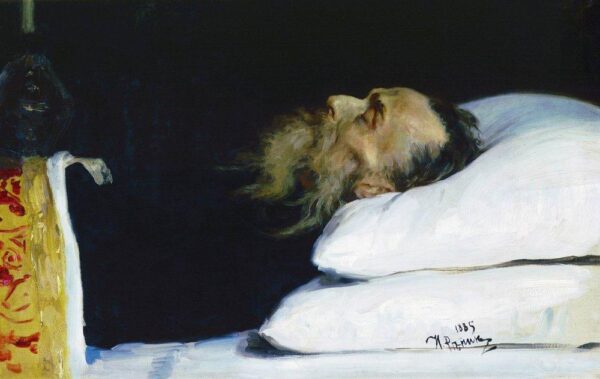 Historian Nikolai Ivanovich Kostomarov in His Coffin by Ilya Repin, hand-painted oil painting reproduction