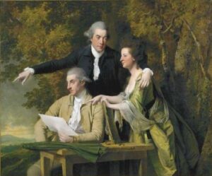 Rev D’Ewes Coke, his wife Hannah and Daniel Parker Coke by Joseph Wright, hand-painted oil painting reproduction