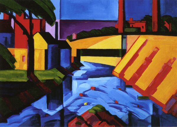 Evening Tones Bronx River at Mount Vernon Private Collection by Oscar Bluemner, hand-painted oil painting reproduction