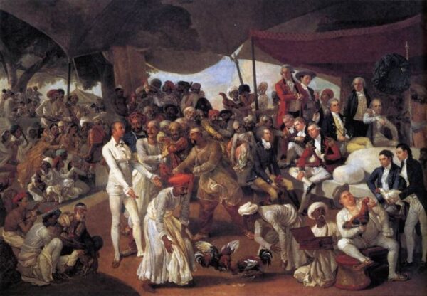 Colonel Mordaunt’s Cock Match by Johann Zoffany, hand-painted oil painting reproduction