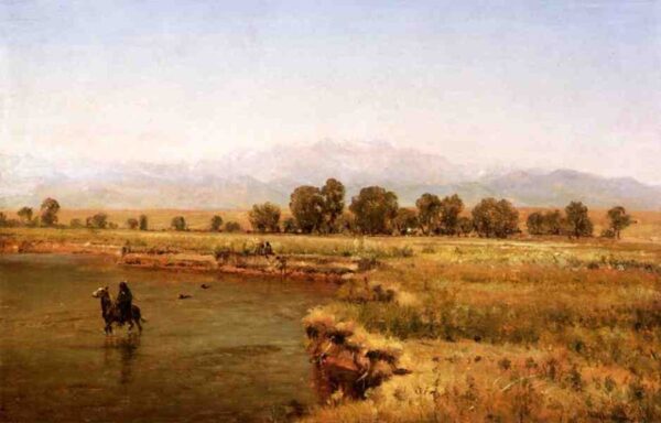 Indian Encampment on the Platte River, Colorado by Thomas Worthington Whittredge, hand-painted oil painting reproduction