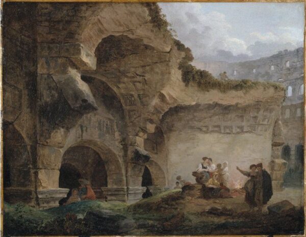 Washerwomen in the Ruins of the Colosseum by Hubert Robert, hand-painted oil painting reproduction