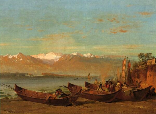 The Salmon Festival, Columbia River by Thomas Hill, hand-painted oil painting reproduction