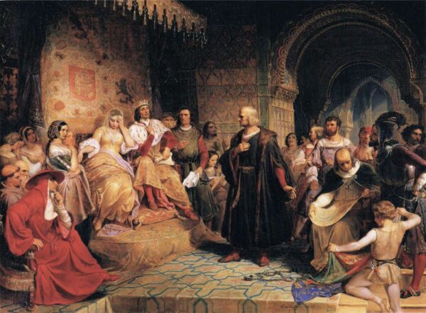 Columbus Before the Queen by Emanuel Leutze, hand-painted oil painting reproduction
