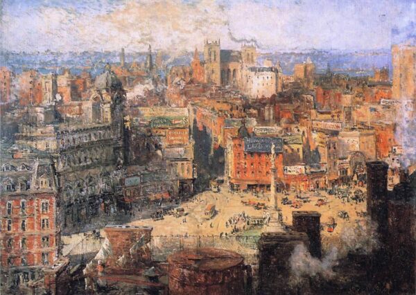 Columbus Circle by Colin Campbell Cooper, hand-painted oil painting reproduction