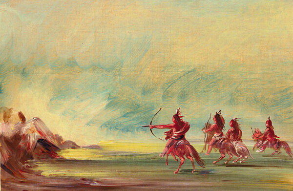 Comanche Giving Arrows to the Medicine Rock by George Catlin, hand-painted oil reproduction