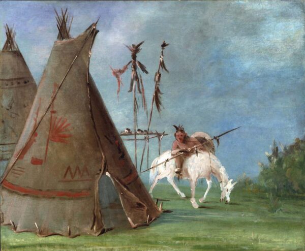 Comanche Lodge of Buffalo Skins by George Catlin, hand-painted oil painting reproduction