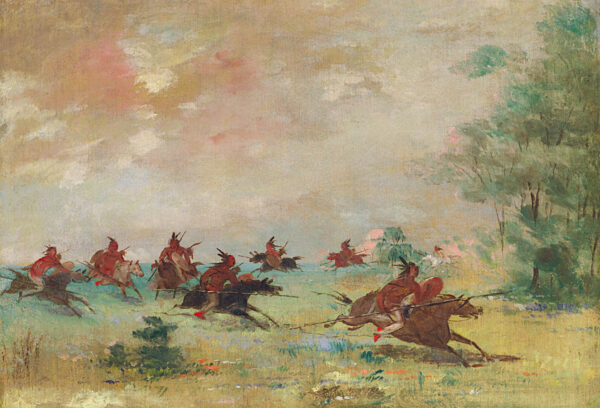 Comanche War Party, Mounted on Wild Horses by George Catlin, hand-painted oil painting reproduction