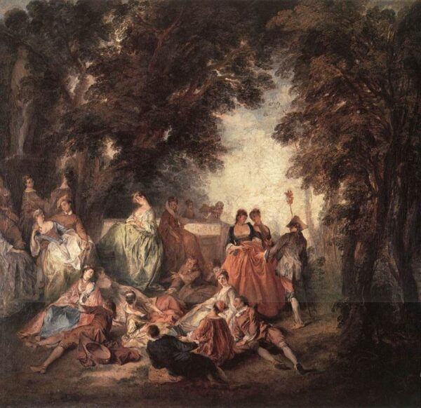Company in the Park by Nicolas Lancret, hand-painted oil painting reproduction