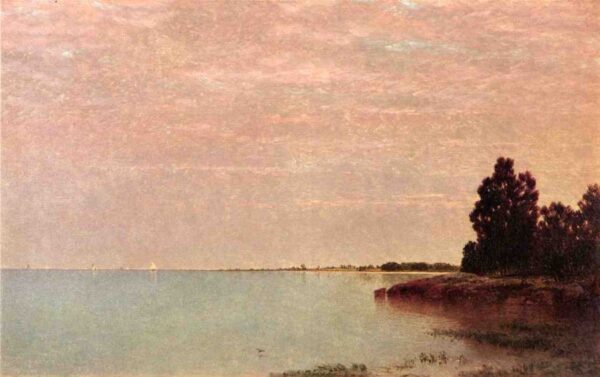 Long Neck Point from Contentment Island, Darien, Connecticut by John Frederick Kensett, hand-painted oil painting reproduction