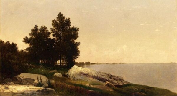 Study on Long Island Sound at Darien, Connectucut by John Frederick Kensett, hand-painted oil painting reproduction
