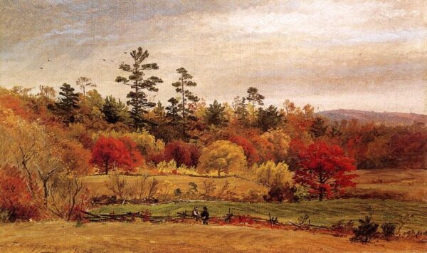 Conversation at the Fence by Jasper Francis Cropsey, hand-painted oil painting reproduction