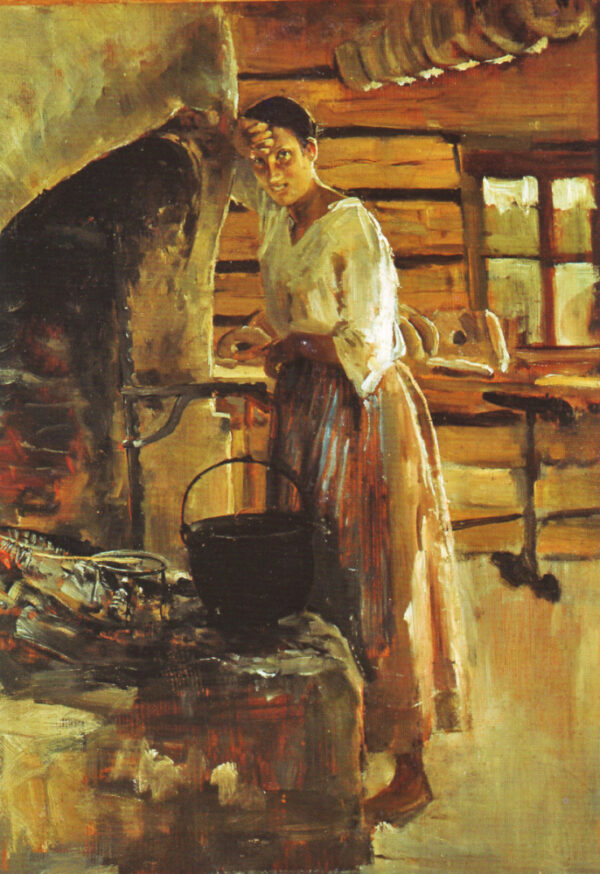 Cooking Whitefish by Akseli Gallen-Kallela, hand-painted oil painting reproduction