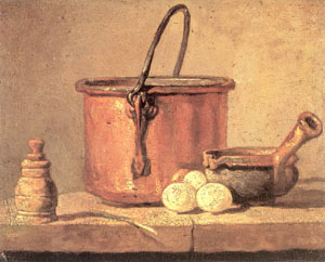 Copper Cauldron With Three Eggs 1734 by Jean-Baptiste-Siméon Chardin, hand-painted oil painting reproduction