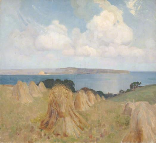 Cornfield with Stooks by Benjamin Haughton, hand-painted oil reproduction