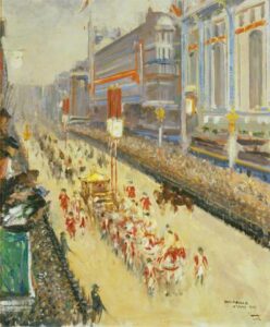 Coronation Procession, Piccadilly, 12 May 1937 by John Lavery, hand-painted oil painting reproduction