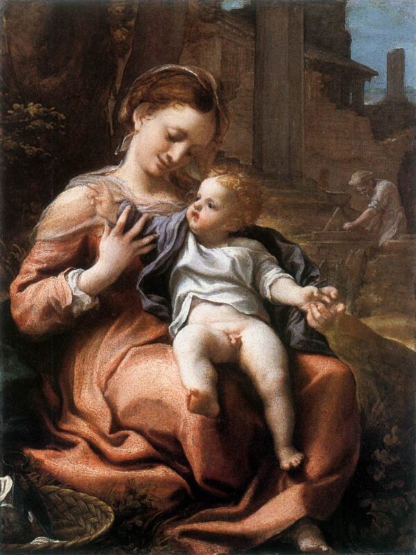 Madonna Of The Basket by Correggio, hand-painted oil painting reproduction