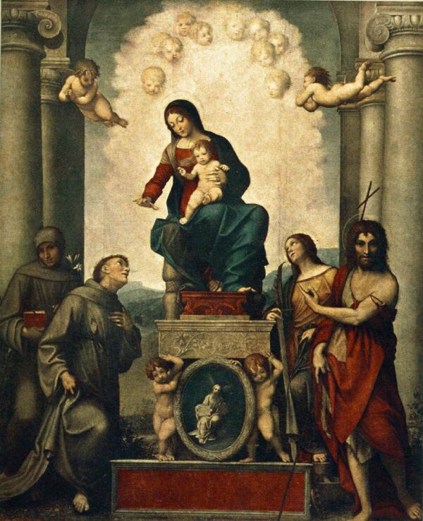Madonna with St Francis by Correggio, hand-painted oil painting reproduction