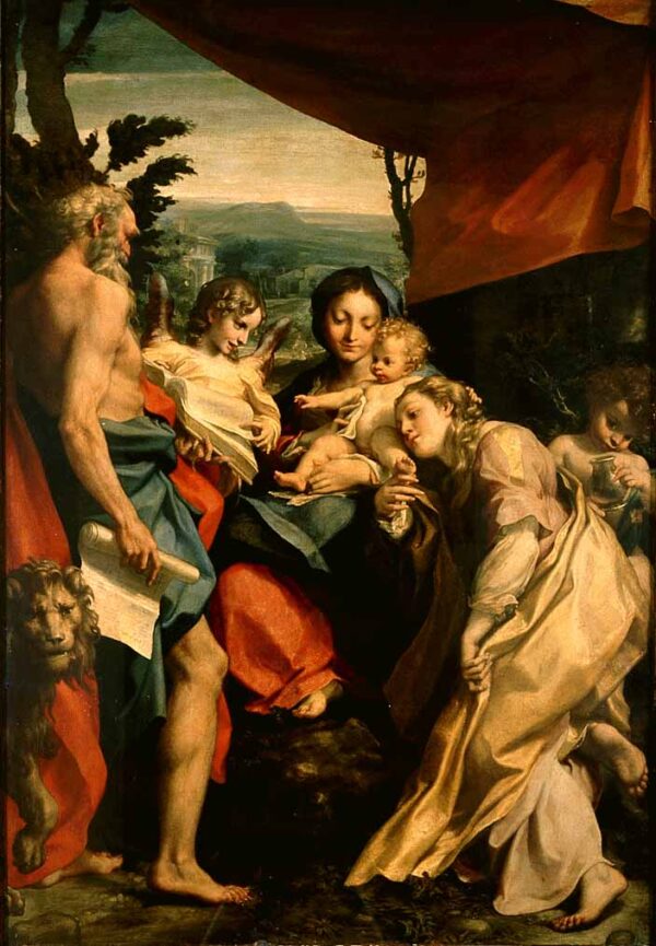 Madonna with St Jerome by Correggio, hand-painted oil painting reproduction