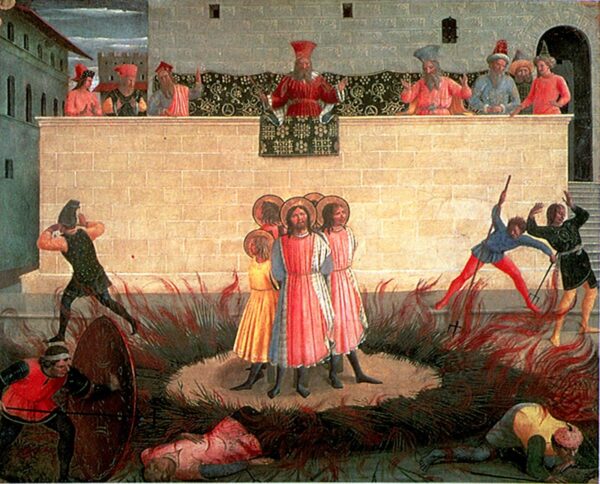 Cosmas and Damian are to be Burnt Alive by Fra Angelico, hand-painted oil painting reproduction