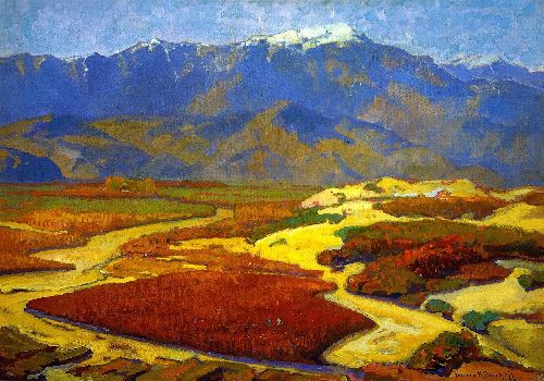 Cotton Fields and Desert River by Franz Bischoff, hand-painted oil reproduction