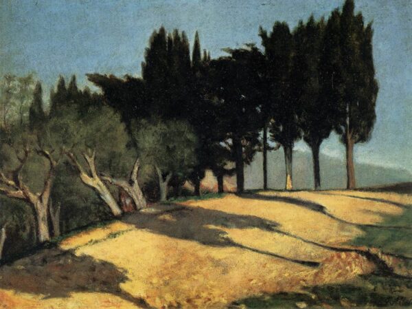 Country Road with Cypresses by Giuseppe Abbati, hand-painted oil painting reproduction