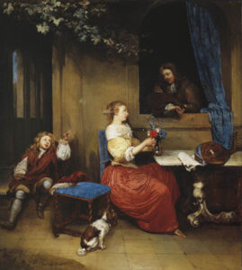 Courtship by Caspar Netscher, hand-painted oil painting reproduction