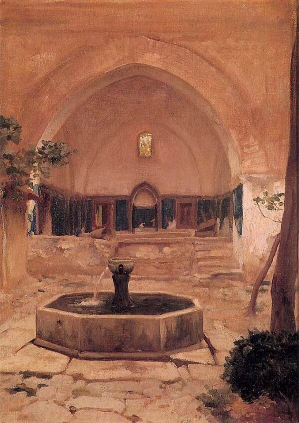 Courtyard of a Mosque at Broussa by Lord Frederick Leighton, hand-painted oil painting reproduction