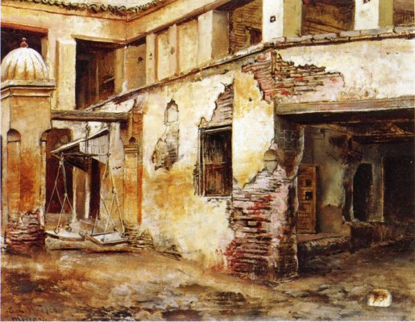 Courtyard in Morocco by Edwin Lord Weeks, hand-painted oil painting reproduction