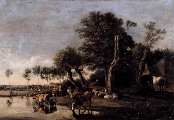 Cows Reflected in the Water by Paulus Potter, hand-painted oil painting reproduction