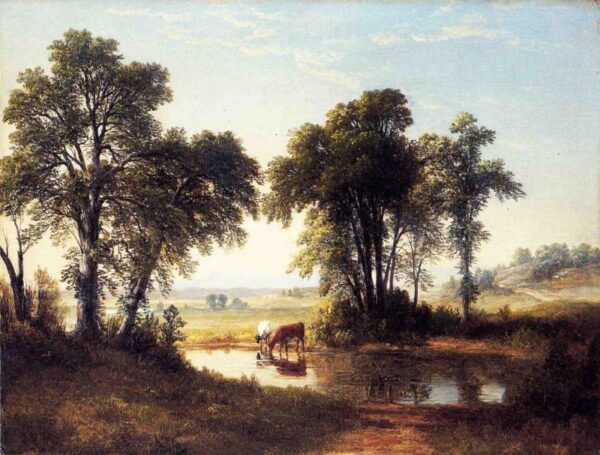 Cows in a New Hampshire Landscape by Asher B Durand, hand-painted oil painting reproduction