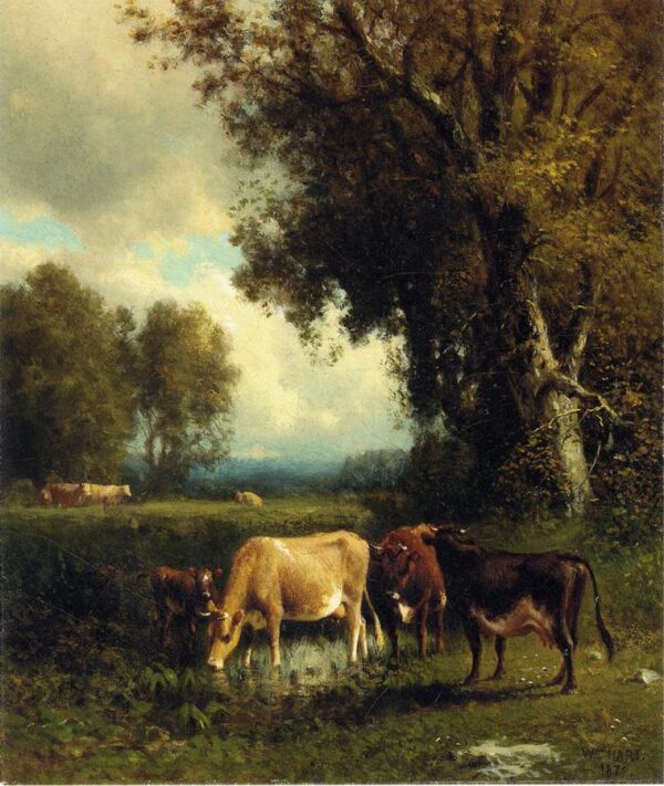 Cows in the Meadow by William Hart, hand-painted oil painting reproduction