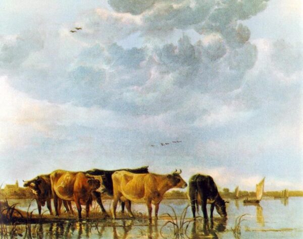 Cows in the Water by Aelbert Cuyp, hand-painted oil painting reproduction