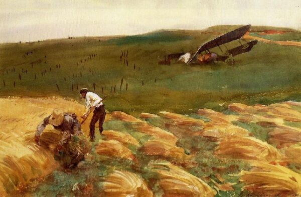 Crashed Aeroplane by John Singer Sargent, hand-painted oil painting reproduction