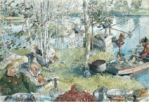 Crayfishing by Carl Larsson, hand-painted oil painting reproduction