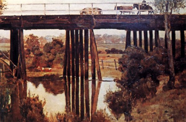 Winter Morning after Rain, The Old Bridge, Gardiner’s Creek by Tom Roberts, hand-painted oil painting reproduction