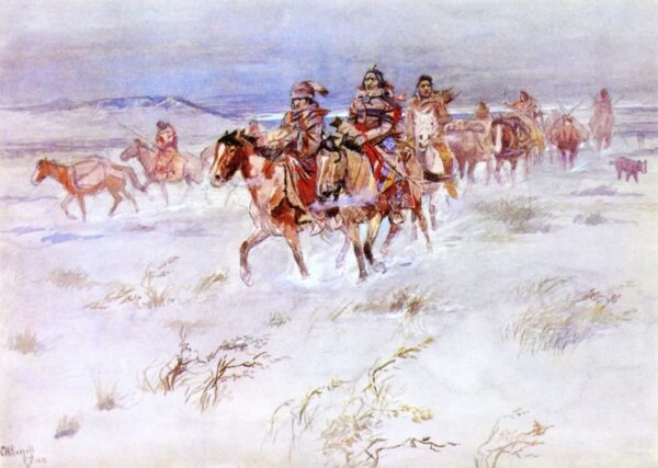 Crees Coming in to Trade by Charles Marion Russell, hand-painted oil painting reproduction
