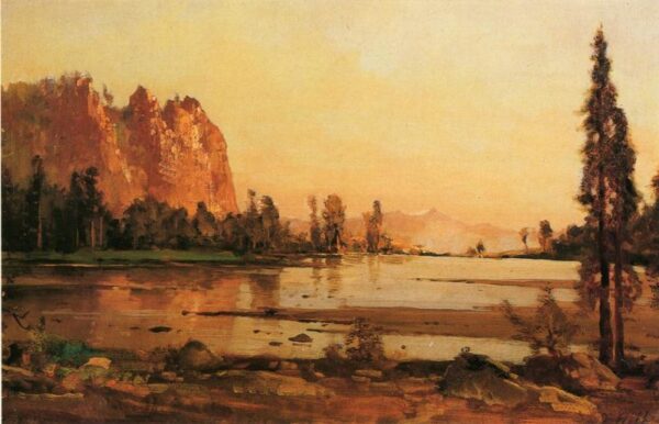 Crescent Lake by Thomas Hill, hand-painted oil painting reproduction