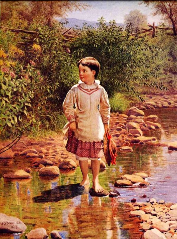 Crossing the Brook by John G Brown, hand-painted oil painting reproduction