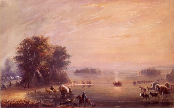 Crossing the Kansas by Alfred Jacob Miller, hand-painted oil painting reproduction
