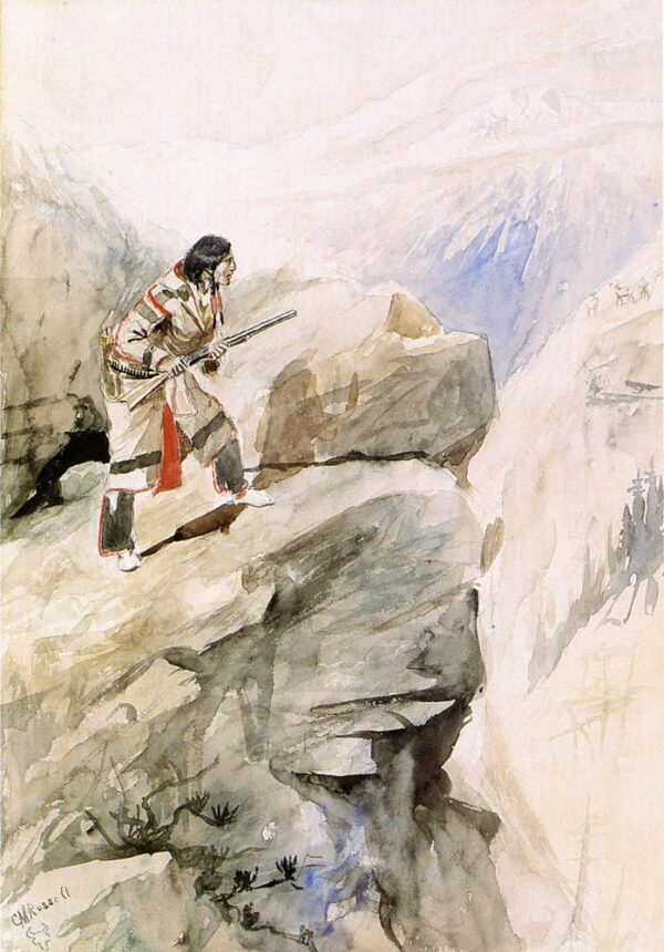 Crow Sheep Hunter by Charles Marion Russell, hand-painted oil painting reproduction