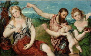 Allegory with Mars, Venus, Flora, and Cupid by Paris Bordone, hand-painted oil painting reproduction