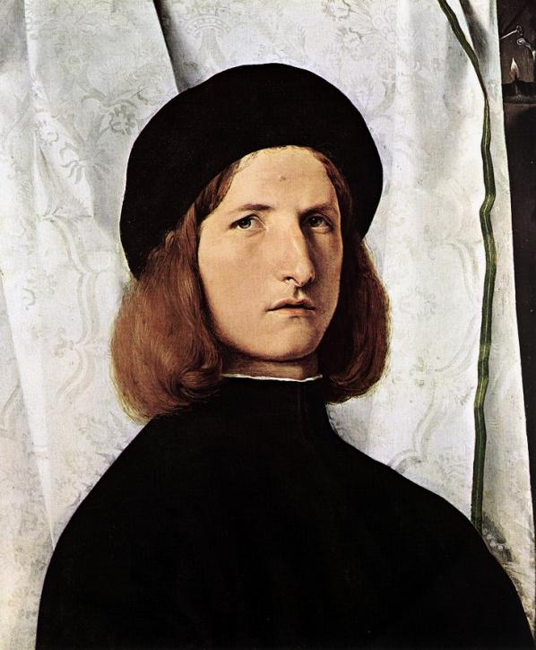 Portrait Of A Young Man Against A White Curtain by Lorenzo Lotto, hand-painted oil reproduction